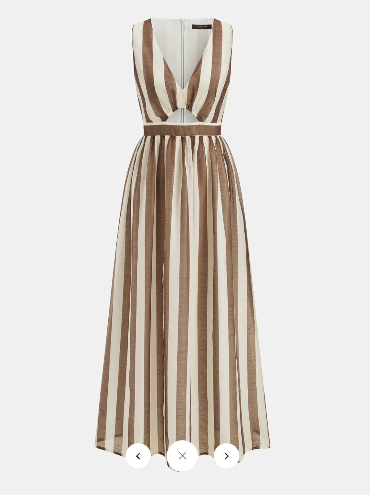 Nwt Commense Sleeveless V-Neck Striped Cut-Out Maxi Dress Sz Xs
